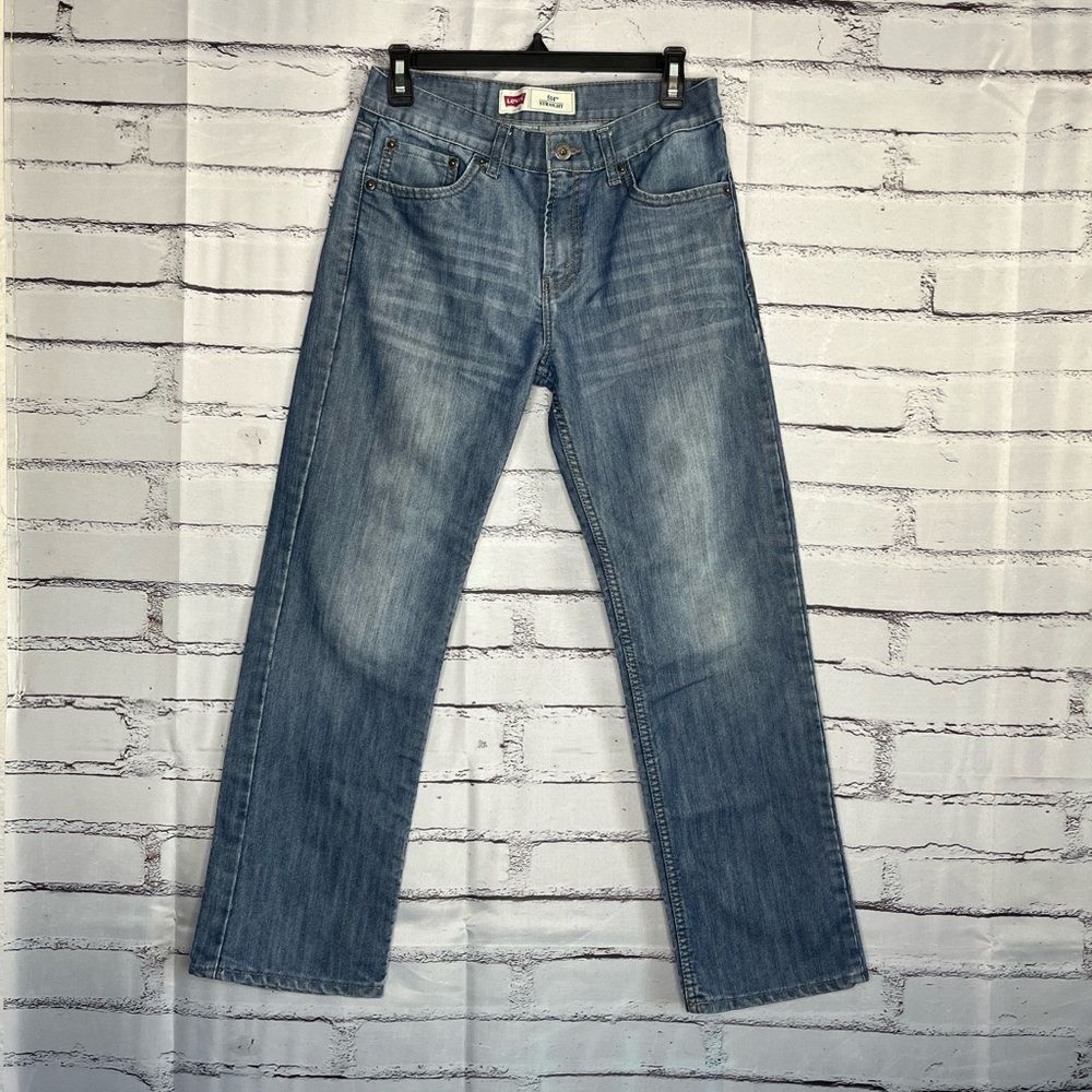 Levi's 514 Blue Straight Leg Jeans Classic SZ 29/29 Bootcut Distressed High Rise